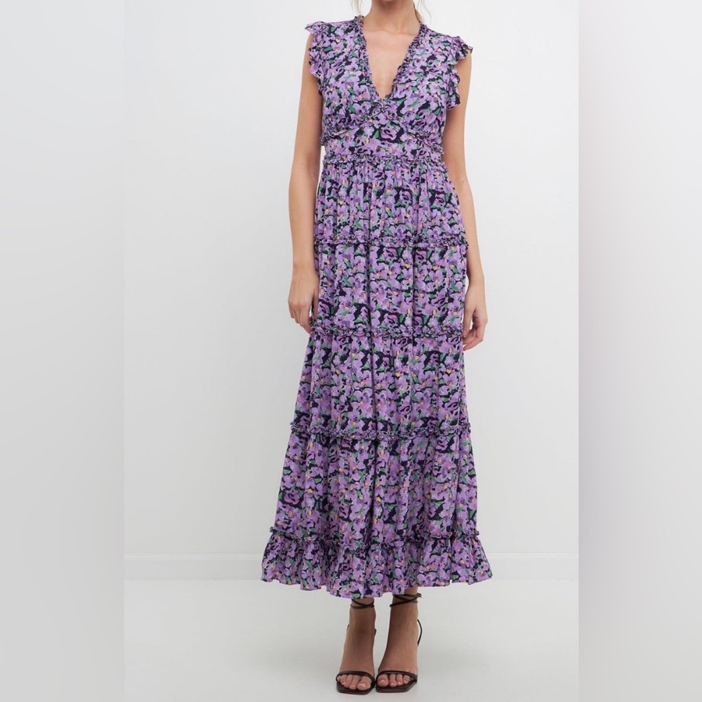 ✨Free the Roses FLORAL RUFFLE DETAIL LONG DRESS - Picture 10 of 10